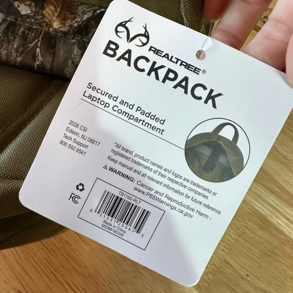 Realtree Laptop Backpack Camo Green Brown Padded Tech Bag NWT